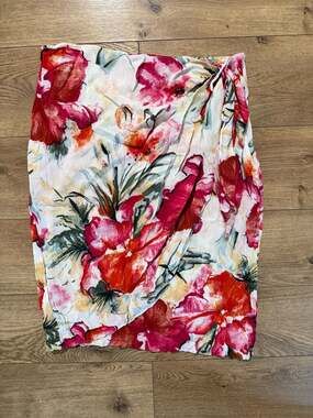 Tangents Vintage Floral Print Wrap Skirt